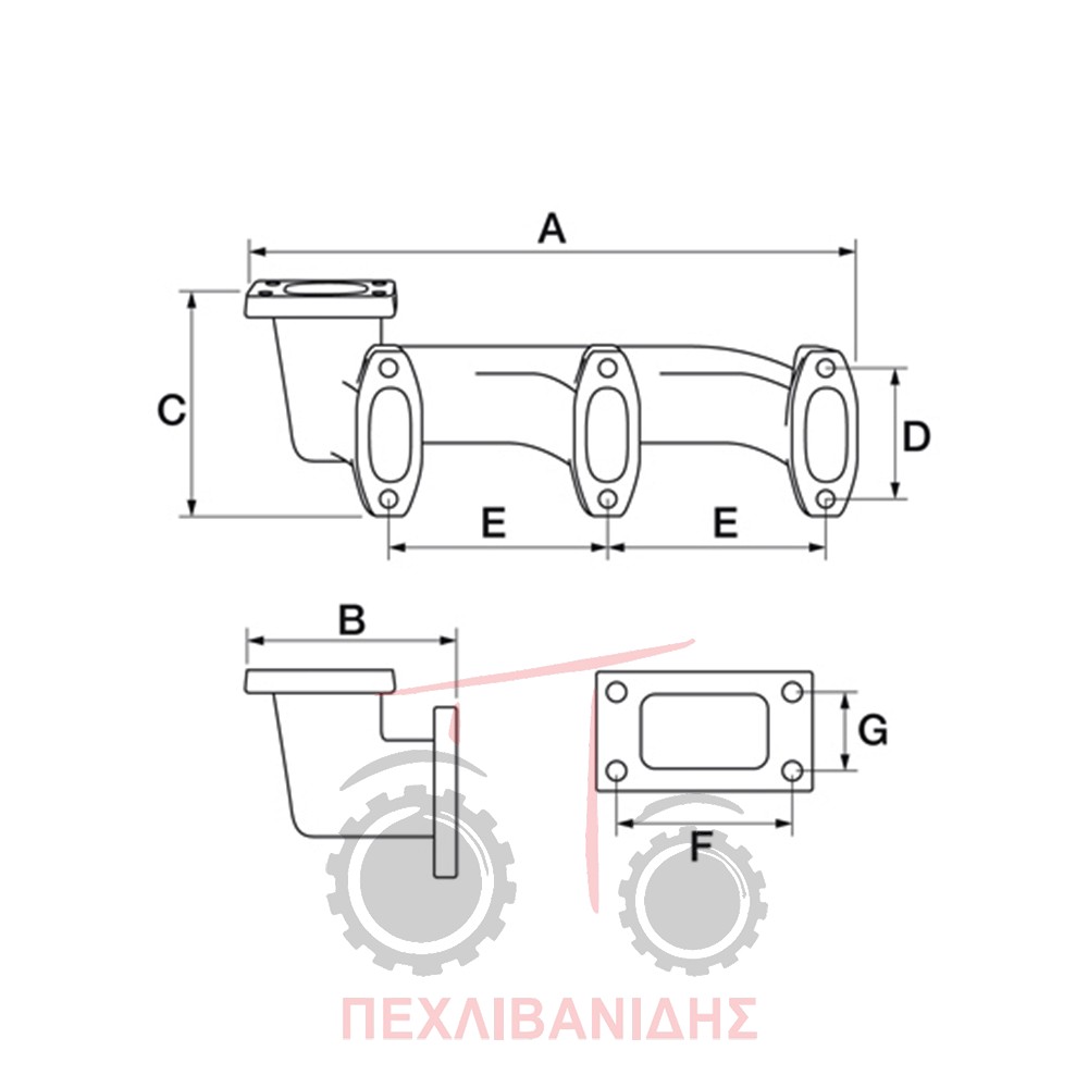 Engine exhaust mainfold Massey Ferguson 135-254-353-354 - Image 2
