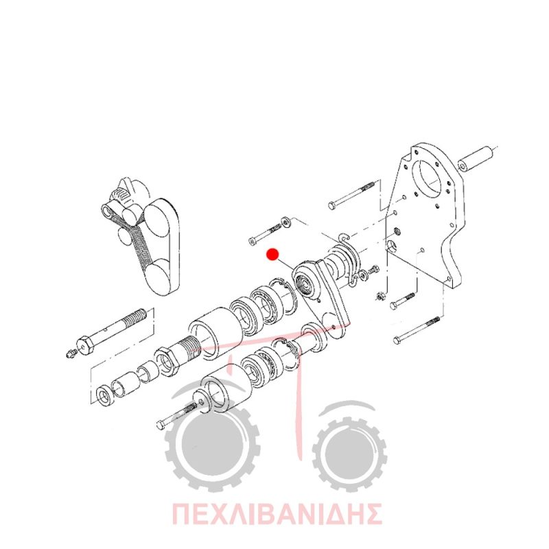 Βάση τεντωτήρα ιμάντα φτερωτής μηχανής SISU Massey Ferguson 8170-8280-8400