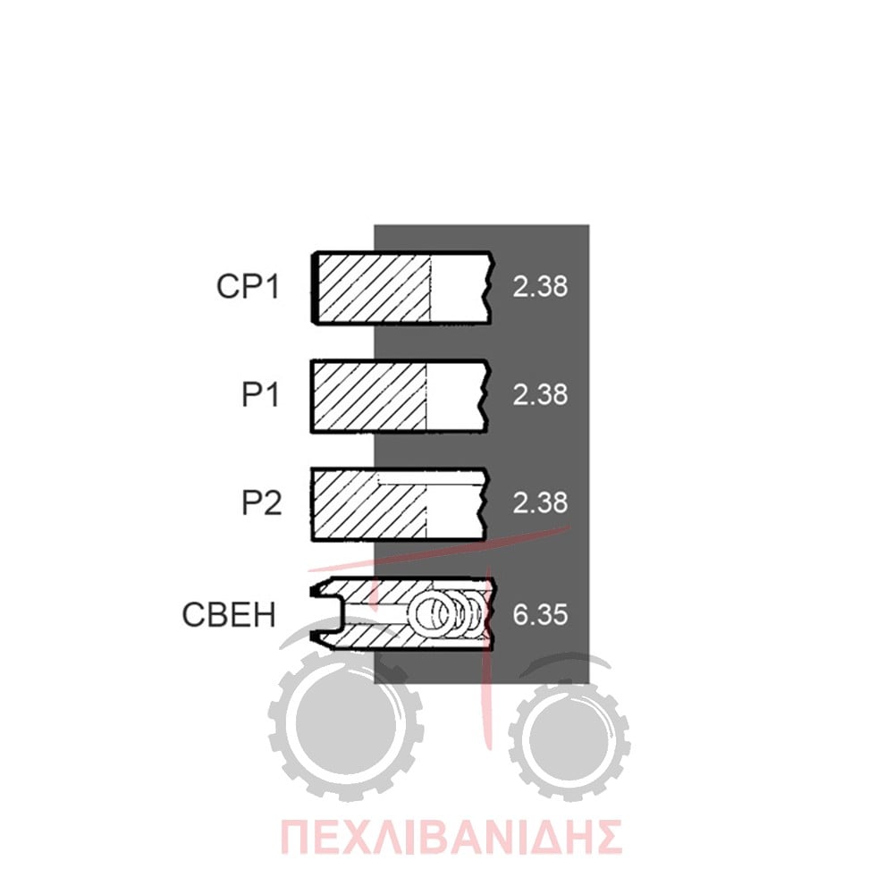 Ελατήρια πιστονιού 98mm Perkins 212-236-3654