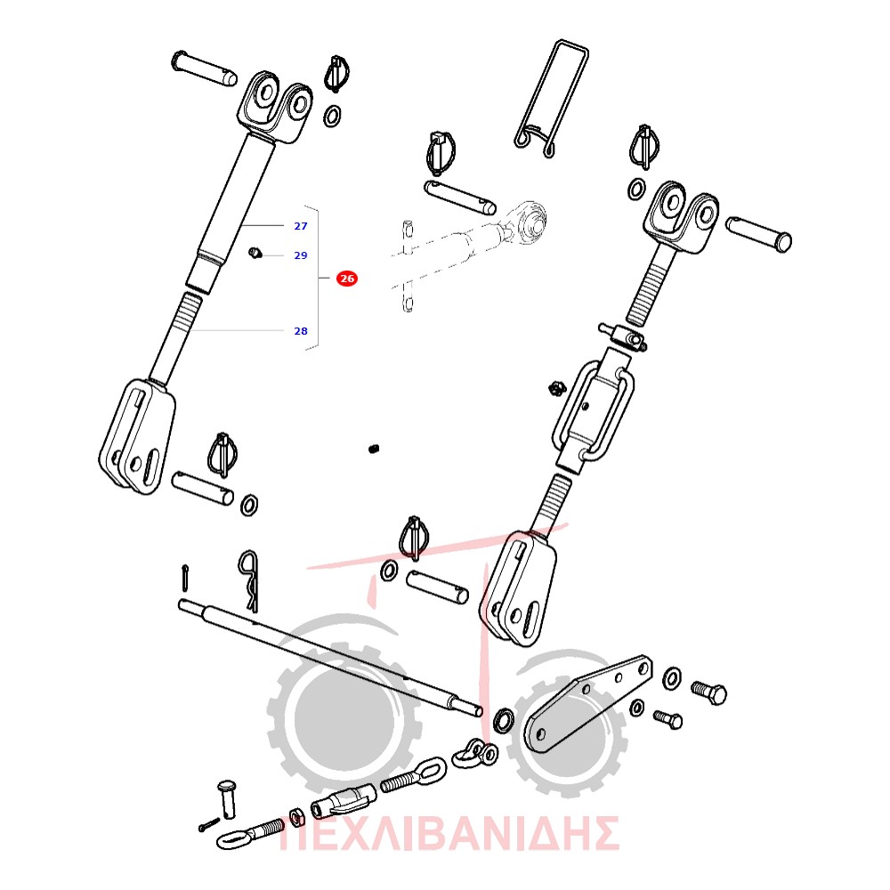 Λατέρνα δεξί σταθερού κομπλέ Massey Ferguson 2400