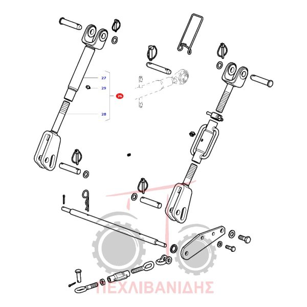 Λατέρνα δεξί σταθερού κομπλέ Massey Ferguson 2400