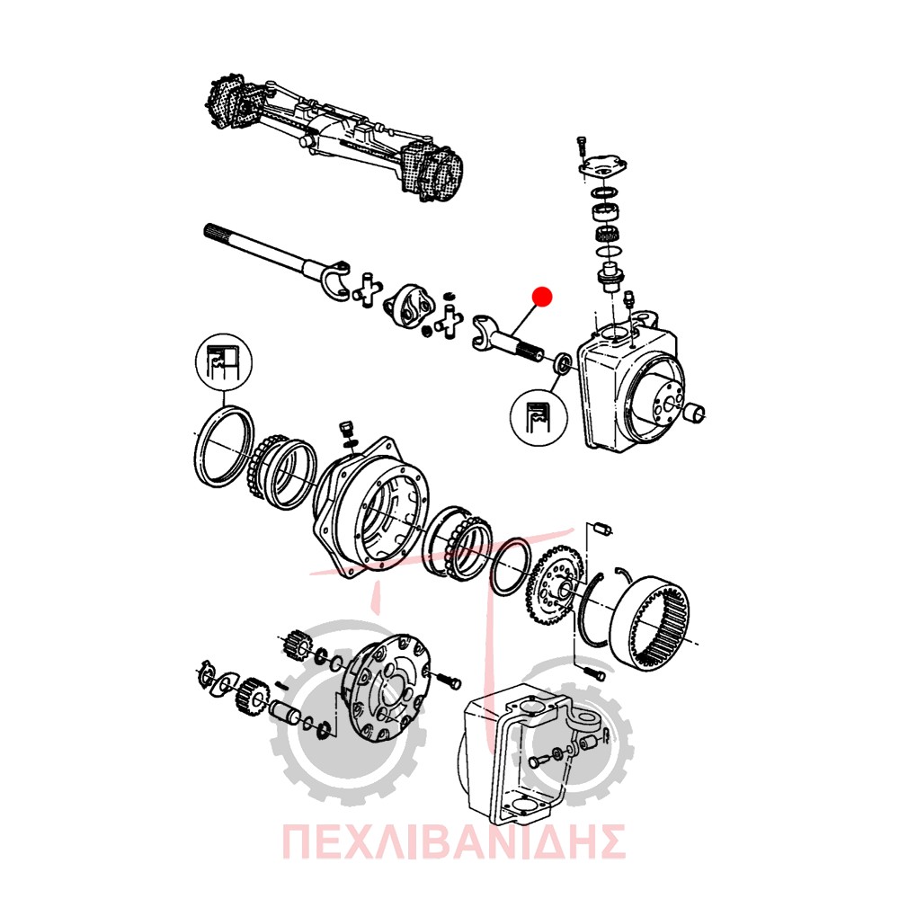 Κοντό ημιαξόνιο μπροστά διαφορικού Massey Ferguson 355-362
