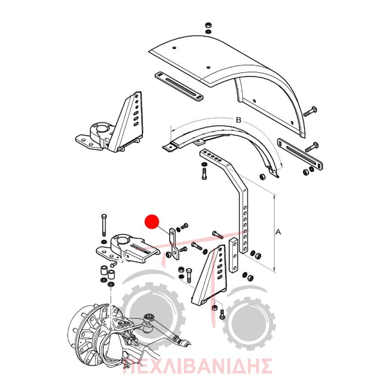 Δεξί μπρατσάκι μπροστά φτερού Massey Ferguson 5400-6400-7400-8400-8600 Δεξί μπρατσάκι μπροστά φτερού Massey Ferguson 5400-6400-7400-8400-8600