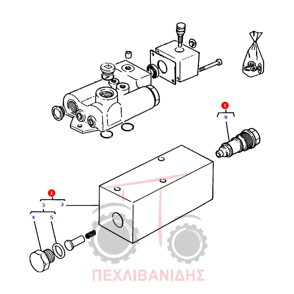 Κομπλέ βαλβίδα πίεσης υδραυλικού Massey Ferguson 390-399