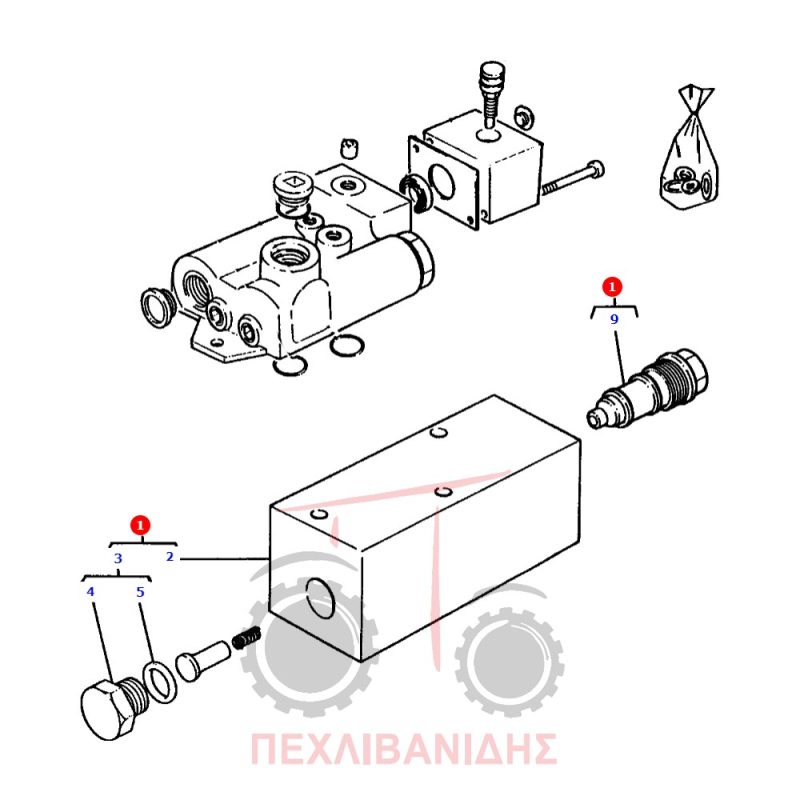 Κομπλέ βαλβίδα πίεσης υδραυλικού Massey Ferguson 390-399