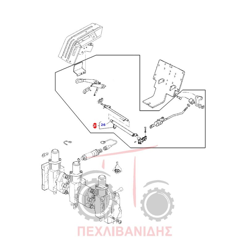 Σωλήνας λεβιέ χειριστηρίου σβάρνας Massey Frguson 390-398-399