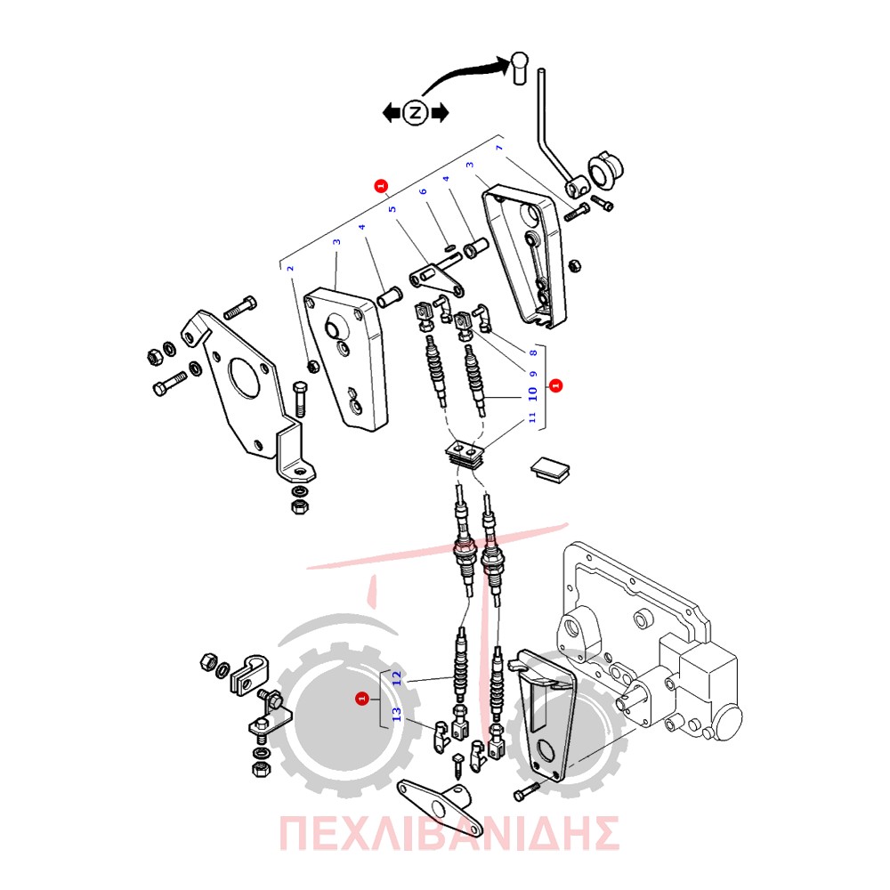 Ντίζα ρεβέρσας σασμάν κομπλέ Massey Ferguson 6200