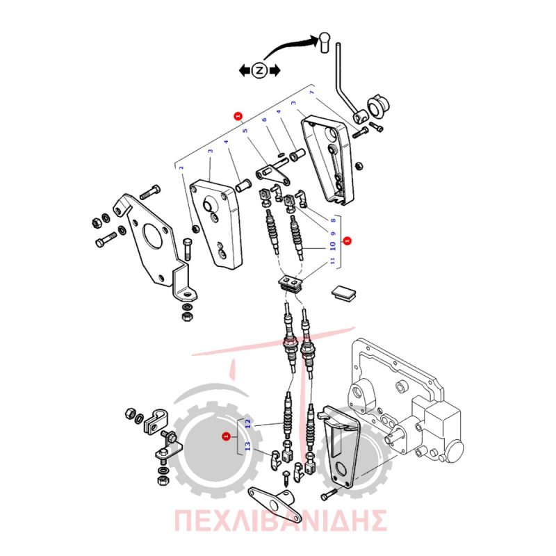Ντίζα ρεβέρσας σασμάν κομπλέ Massey Ferguson 6200