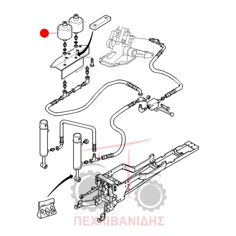 Μπουκάλα αζώτου μπροστά υδραυλικών Massey Ferguson 6200-6400-7400-8200 Μπουκάλα αζώτου μπροστά υδραυλικών Massey Ferguson 6200-6400-7400-8200
