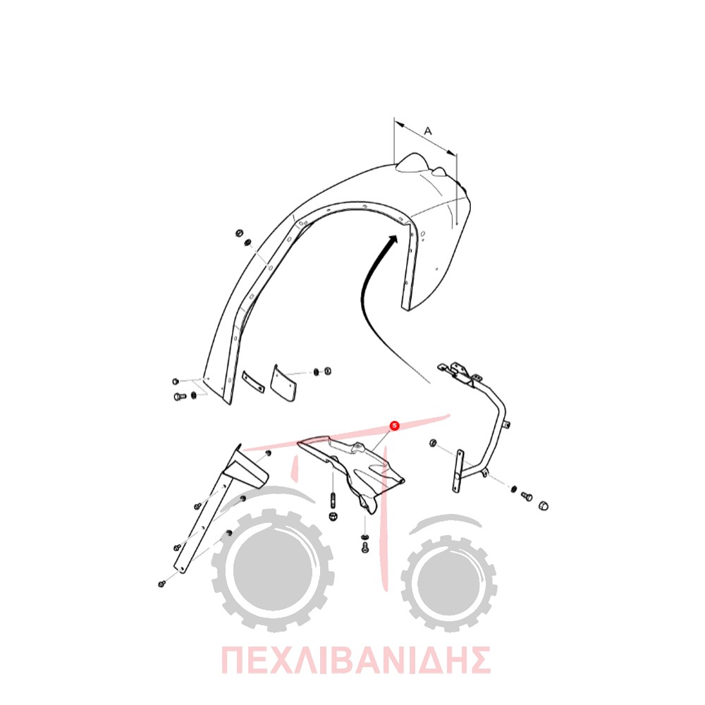 Πίσω δεξί πλαστικό φτερό Massey Ferguson 5400-5700-6600-7600
