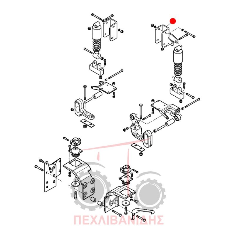 Αριστερή βάση αμορτισέρ καμπίνας Massey Ferguson 5475-5480