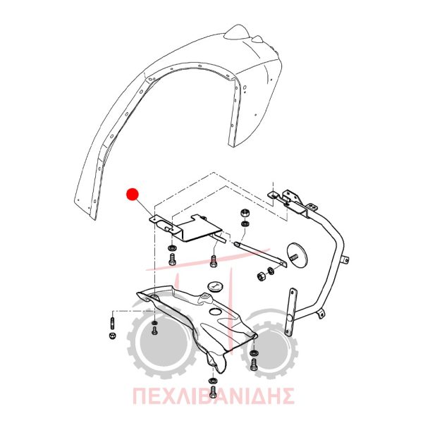 Αριστερή βάση ανακλαστήρα φτερού Massey Ferguson 5400-5600-7400-7600