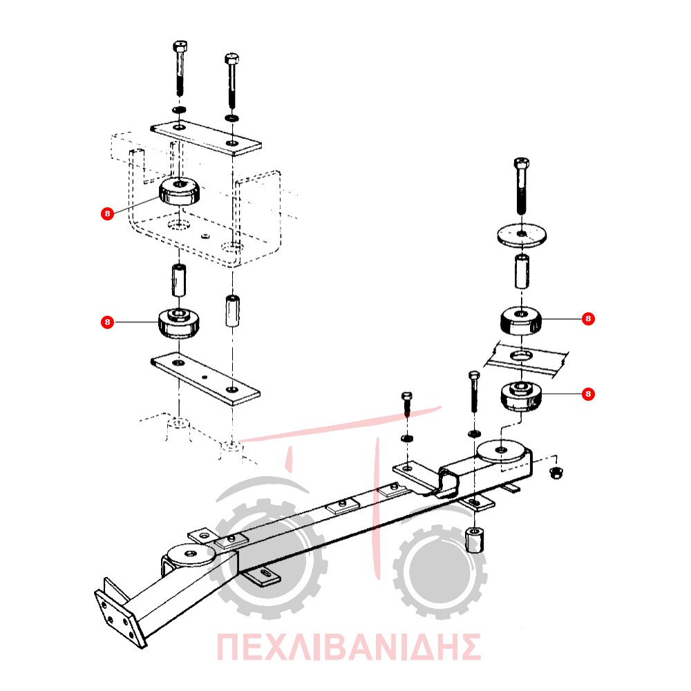 Μπροστά - πίσω βάση καμπίνας Massey Ferguson 9240