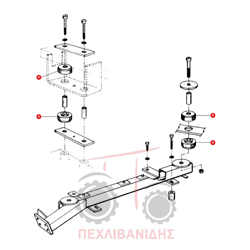 Μπροστά - πίσω βάση καμπίνας Massey Ferguson 9240 Μπροστά - πίσω βάση καμπίνας Massey Ferguson 9240