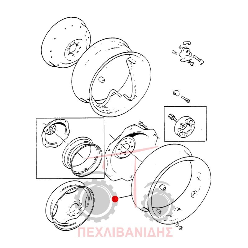 Πίσω ζάντα κομπλέ Massey Ferguson 35-133-135-240-350