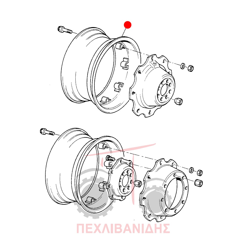 Πίσω ζάντα κομπλέ Massey Ferguson 165-177-188-290