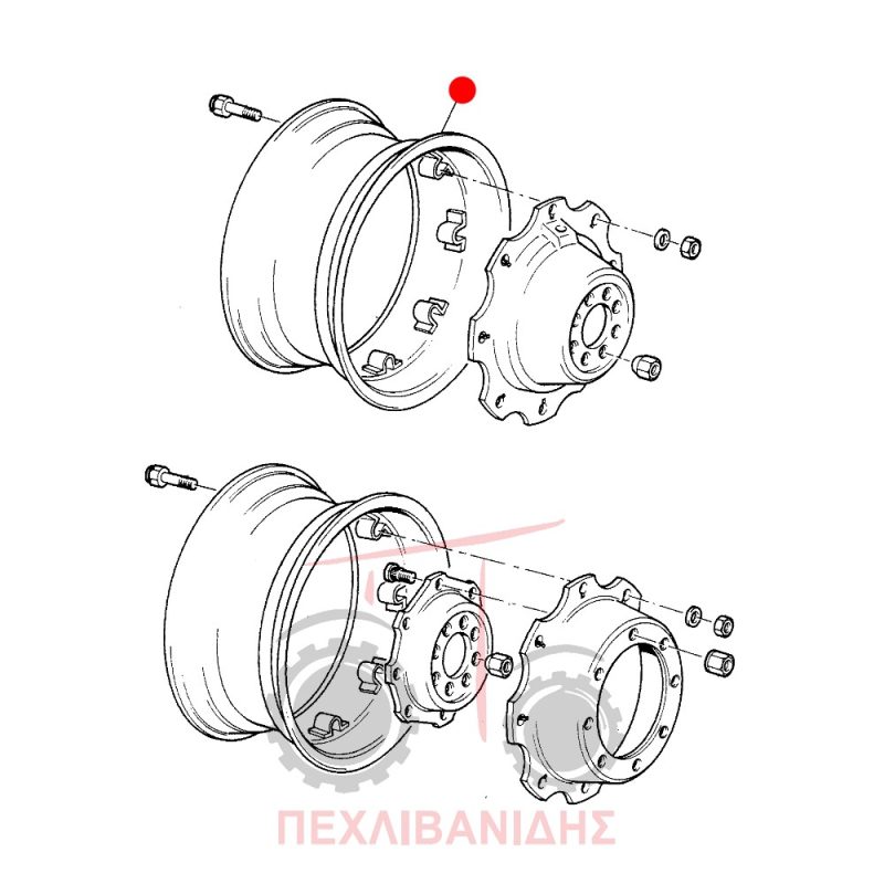 Πίσω ζάντα κομπλέ Massey Ferguson 165-177-188-290 Πίσω ζάντα κομπλέ Massey Ferguson 165-177-188-290