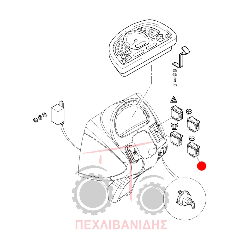 Διακόπτης πίσω υαλοκαθαριστήρων Landini Powermaster