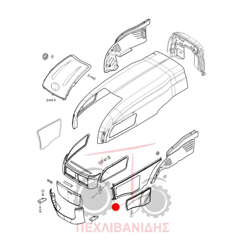 Δεξιά πλαϊνή σίτα καπό Landini Rex-Technofarm Δεξιά πλαϊνή σίτα καπό Landini Rex-Technofarm