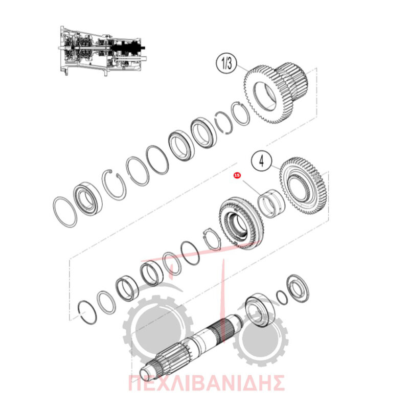 Δαχτυλίδι γρανάζιού Dynashift Massey Ferguson 5400-5700-6400-6700 Δαχτυλίδι γρανάζιού Dynashift Massey Ferguson 5400-5700-6400-6700