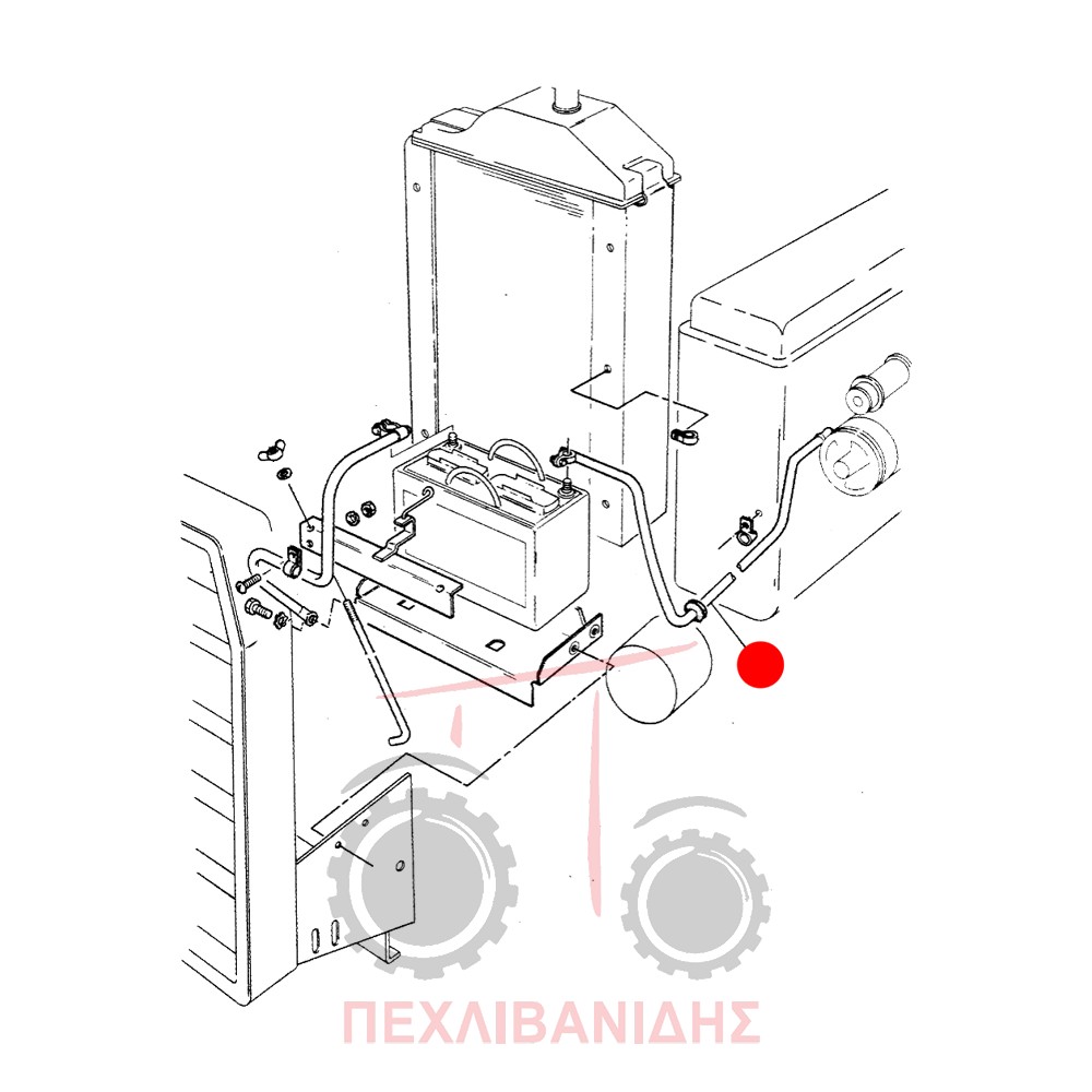 Καλωδίωση θετικού πόλου μπαταρίας μίζας Massey Ferguson 265-290-590-690