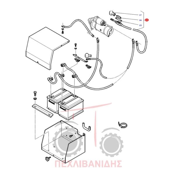 Καλώδιο θετικού πόλου μίζας - μπαταρίας Massey Ferguson 6400-7400