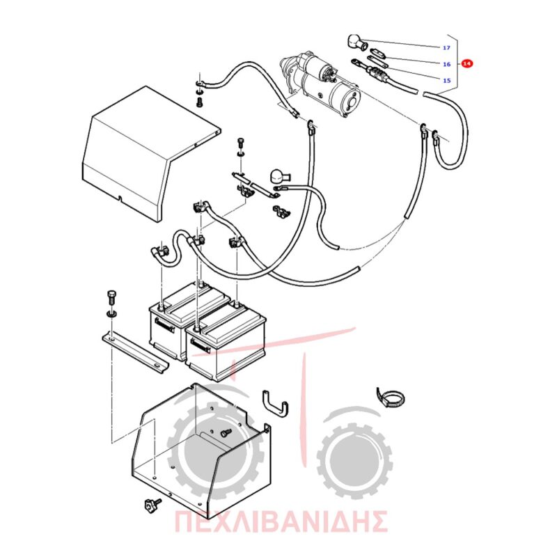 Καλώδιο θετικού πόλου μίζας - μπαταρίας Massey Ferguson 6400-7400 Καλώδιο θετικού πόλου μίζας - μπαταρίας Massey Ferguson 6400-7400