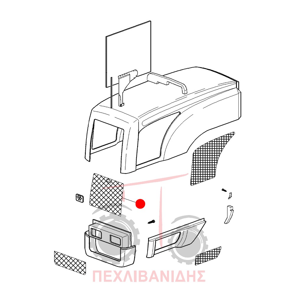 Μπροστά πάνω σίτα μάσκας καπό Massey Ferguson 3300-3400