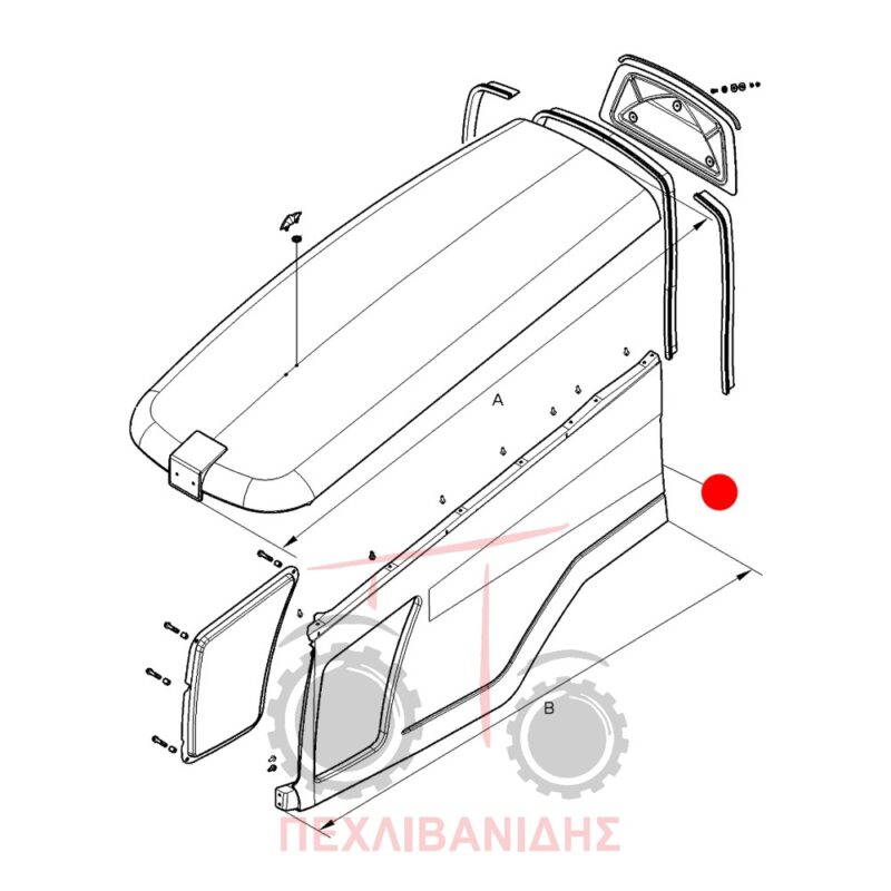 Δεξί πλαϊνό πλαστικό καπό Massey Ferguson 5455-5460-6445-6455 Δεξί πλαϊνό πλαστικό καπό Massey Ferguson 5455-5460-6445-6455
