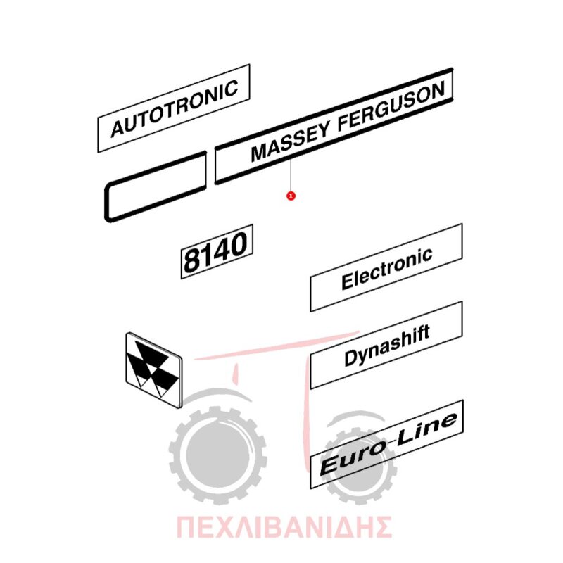 Αριστερή ταινία αυτοκόλλητο Massey Ferguson 8100