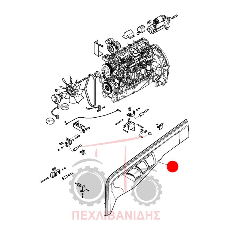 Πλαστικό αριστερό πλαϊνό καπό Massey Ferguson 8450-8460-8470-8480