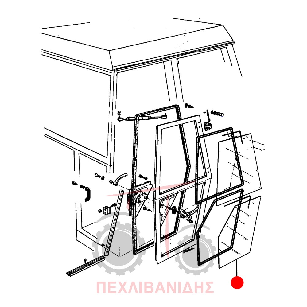 Αριστερό τζάμι πόρτας Massey Ferguson 1114-1134