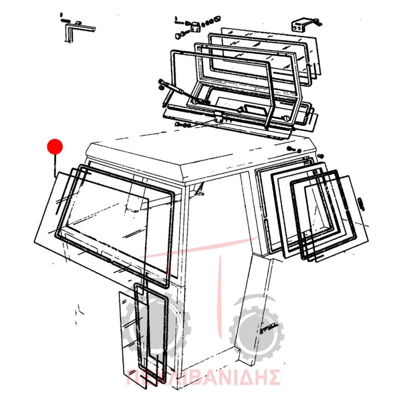 Μπροστά τζάμι καμπίνας Massey ferguson 1114-1134 Μπροστά τζάμι καμπίνας Massey ferguson 1114-1134