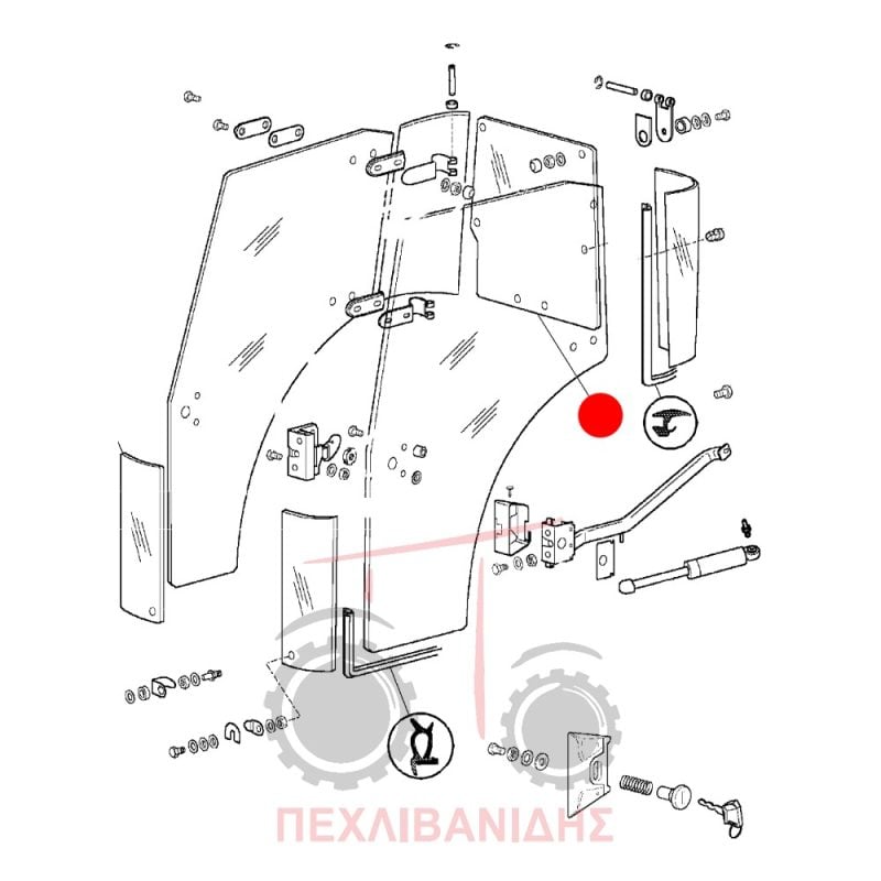 Πίσω τζάμι καμπίνας Massey Ferguson 3300