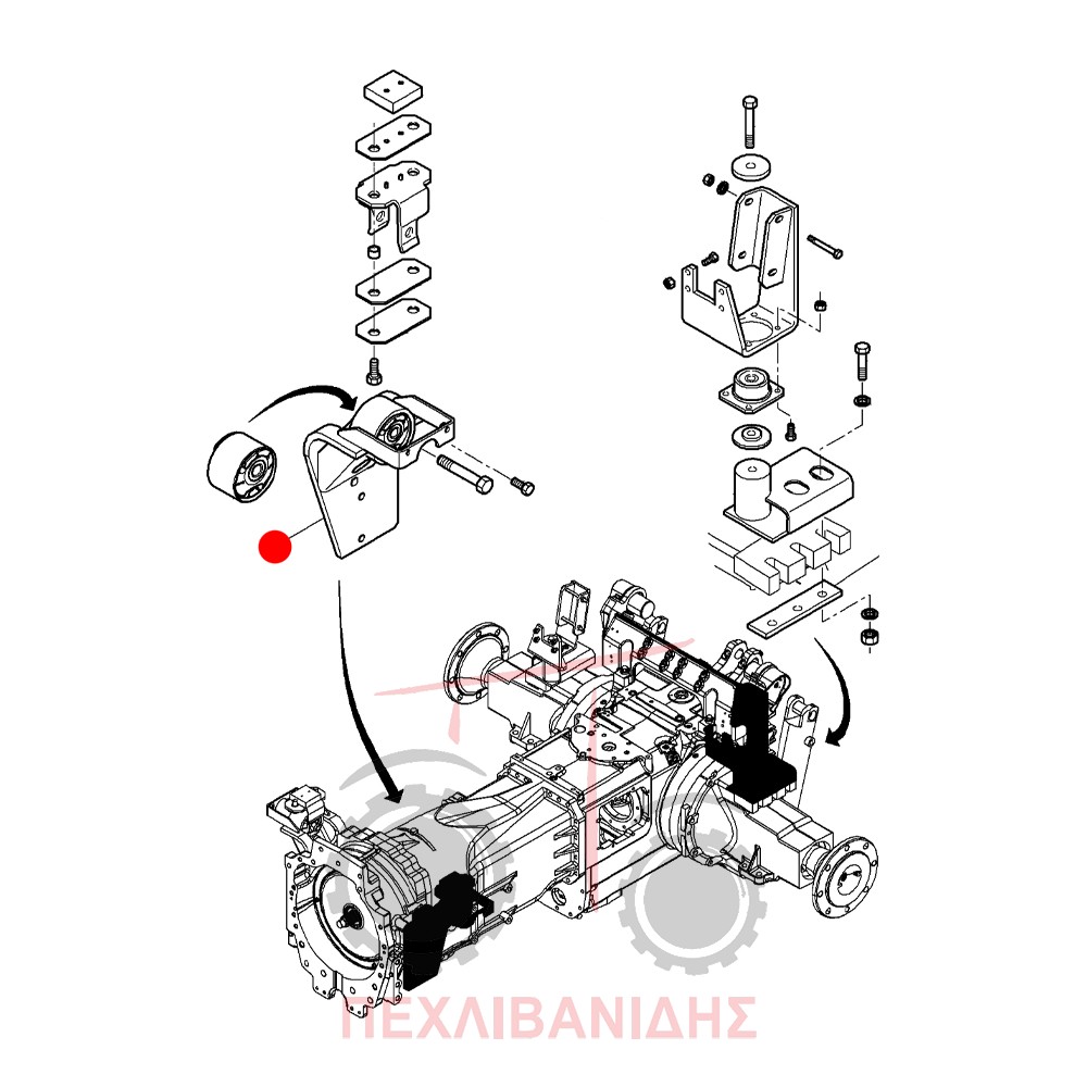Μπροστά αριστερή βάση καμπίνας Massey Ferguson 6485-6490-6497-6499