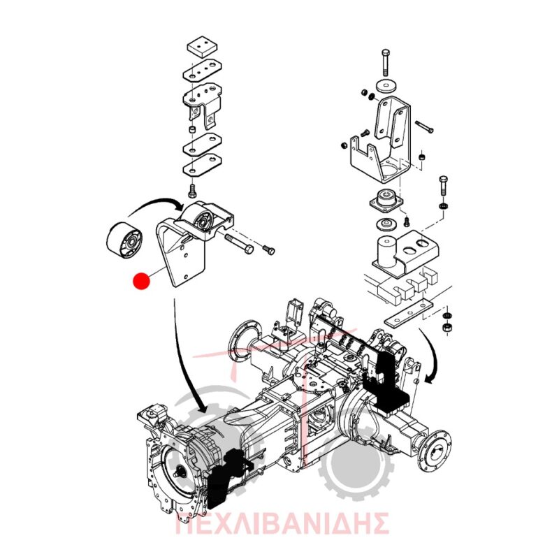 Μπροστά αριστερή βάση καμπίνας Massey Ferguson 6485-6490-6497-6499 Μπροστά αριστερή βάση καμπίνας Massey Ferguson 6485-6490-6497-6499