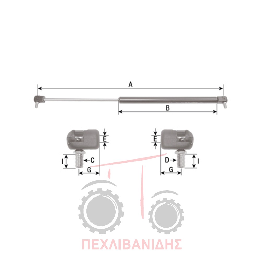 Window gas strut Massey Ferguson 5400-6200-6400-6700-7400-8100 - Image 2