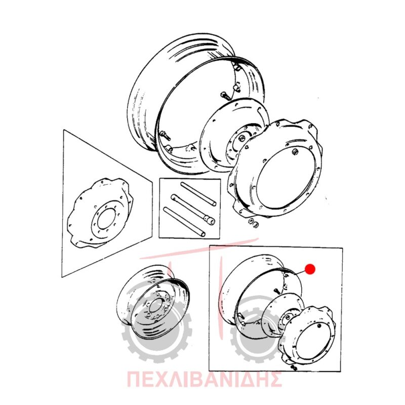 Πίσω ζάντα κομπλέ Massey Ferguson 165-275-575-675 Πίσω ζάντα κομπλέ Massey Ferguson 165-275-575-675