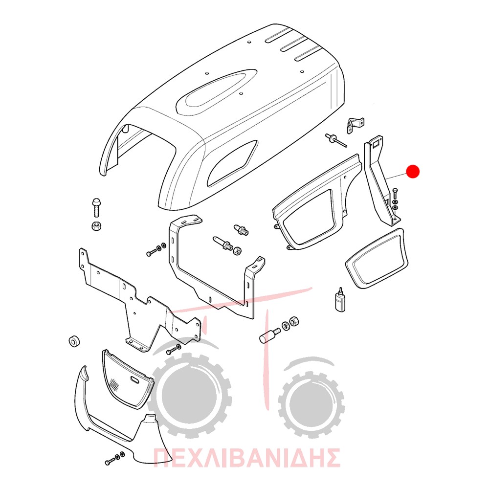 Βάση δεξιού πλαστικού καπό Landini Rex-Technofarm