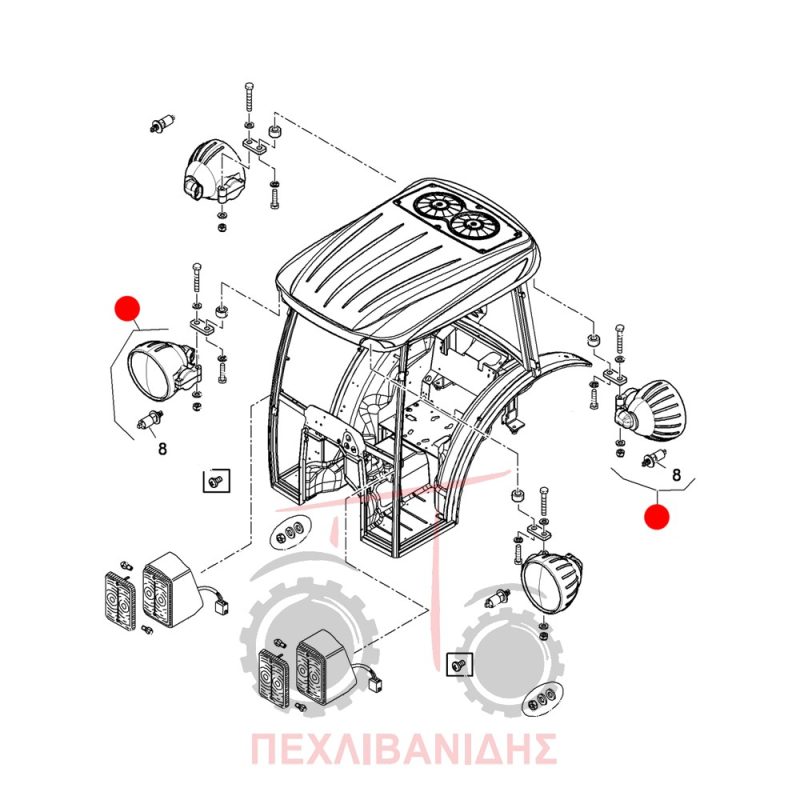 Μπροστά δεξί φανάρι εργασίας καμπίνας Landini Landpower-Powermondial-Rex-Vigneti