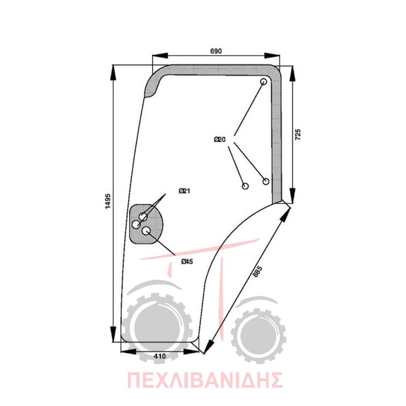Αριστερό τζάμι πόρτας Ford New Holland TN85FA-TN90F-TN95DA-TN95F-TN95FA-TN95VA