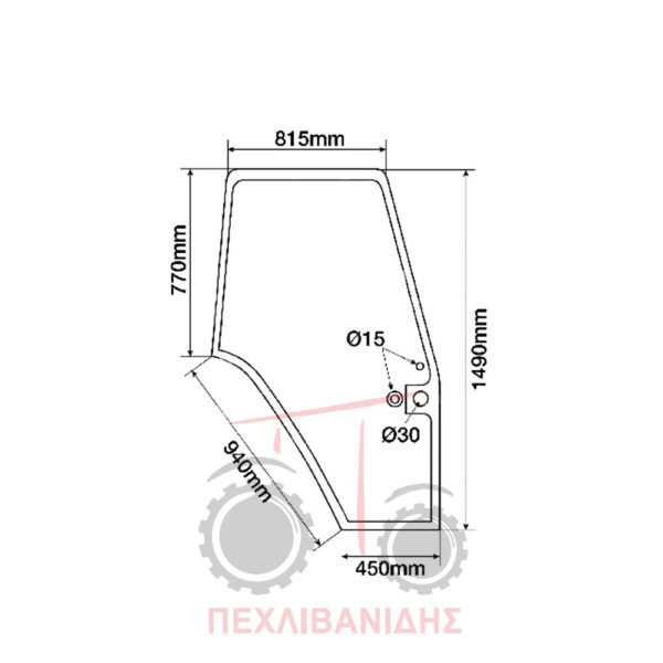 Τζάμι πόρτας Massey Ferguson 6180-8130