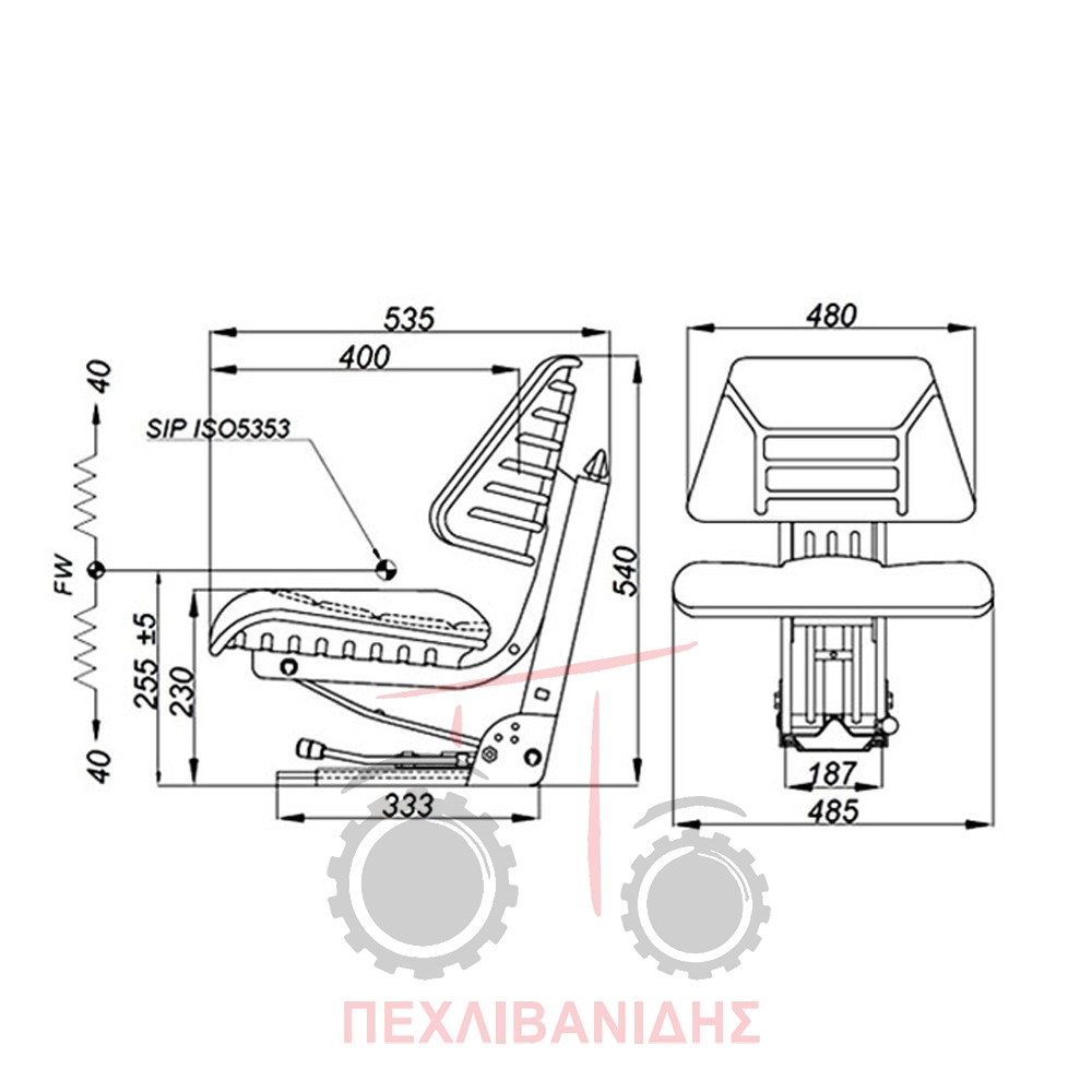 Κάθισμα απλό χωρίς μπράτσα Massey Ferguson