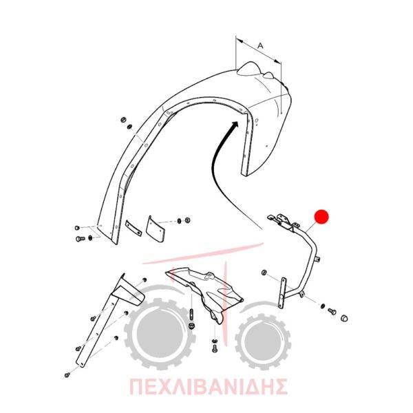 Πίσω δεξιά βάση φτερού Massey Ferguson 5400-6400-7400