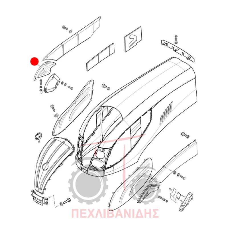 Πλαϊνό δεξί καπάκι καπό Landini Landpower-Powermax Πλαϊνό δεξί καπάκι καπό Landini Landpower-Powermax