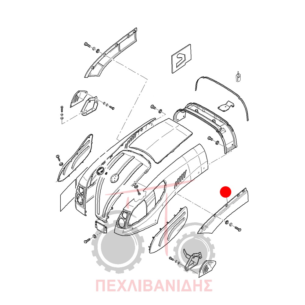 Αριστερό στενό πλαϊνό καπάκι καπό Landini Powermax 145-165-180