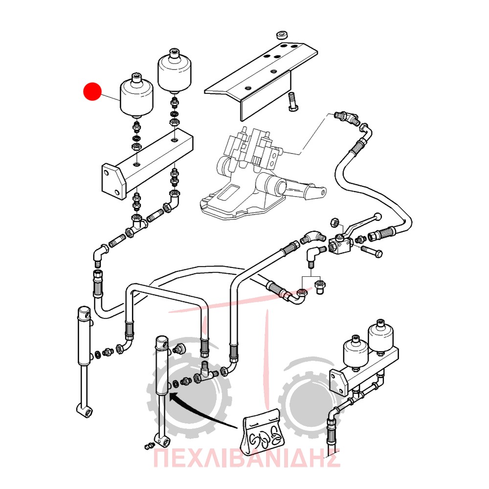 Μπουκάλα αζώτου μπροστά υδραυλικών Massey Ferguson 3000-6100-6200-7400-8200