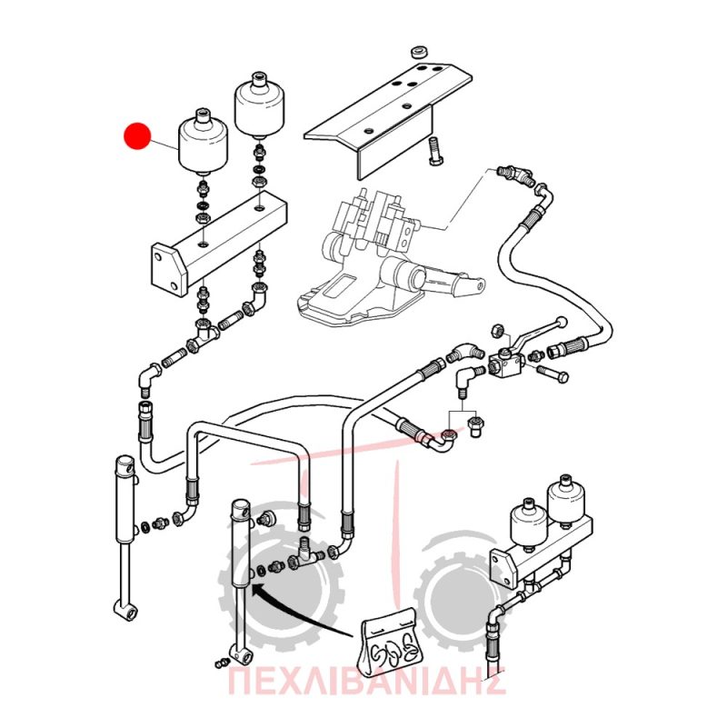 Μπουκάλα αζώτου μπροστά υδραυλικών Massey Ferguson 3000-6100-6200-7400-8200