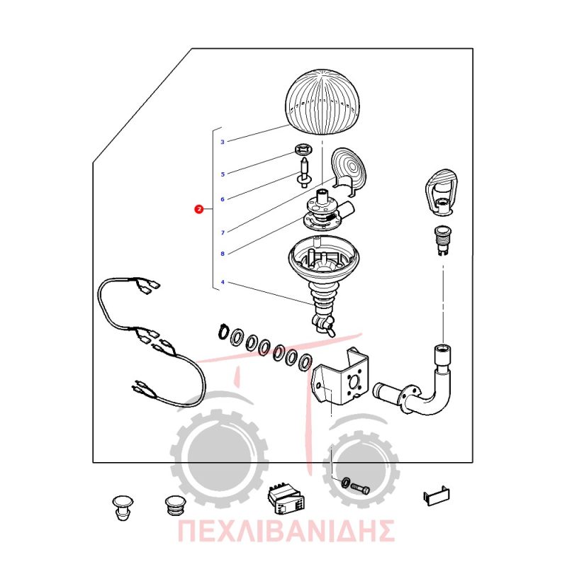 Στρογγυλός φάρος Massey Ferguson 4200-6100-8100 Στρογγυλός φάρος Massey Ferguson 4200-6100-8100