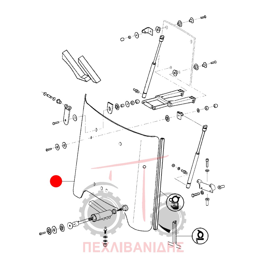Μπροστά ανοιγόμενο τζάμι καμπίνας Massey Ferguson 3300-3400